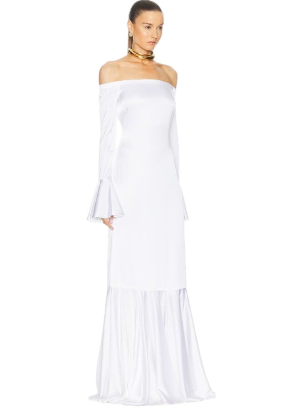 CAROLINE CONSTAS Silk Blend Zarina Off Shoulder Trumpet Gown - Picture 2 of 3